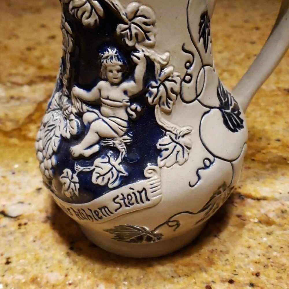 Vintage German Stoneware Classic Wine Pitcher 